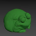 Cute Green Frog Game Film Character With Round Body And Closed Eyes