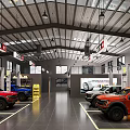 Modern Car Dealership Showroom With Parked Various Colored Cars And Spacious Interior Design