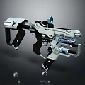 Futuristic Sci Fi Weapon With Advanced Mechanical Design And Scope White Black And Blue Accents