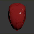 Red Character Helmet Design With Metallic Visor And Shiny Finish
