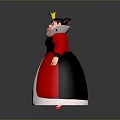 Cartoon Red Queen Character With Red And Black Outfit And Golden Crown