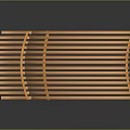 Orange Curved Striped Abstract Sculpture With Modern Artistic Design On Dark Reflective Background