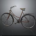 Vintage Style Red Bicycle With Classic Design Retro Metal Frame And Leather Seat