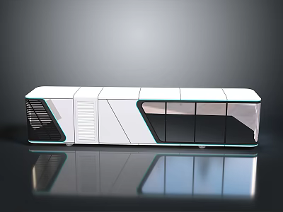 Futuristic Electric Bus Exterior Design With White Body Black Panels And Large Glass Windows 3d model