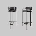 Modern Black Bar Stools With Leather Seats And Metal Frame Design