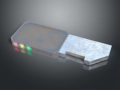 Device Part With Red Yellow Green Indicator Lights Transparent Panel And Metallic Surface 3d model