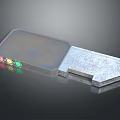 Device Part With Red Yellow Green Indicator Lights Transparent Panel And Metallic Surface