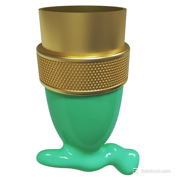 Modern Glossy Green Ornamental Object With Textured Gold Decorative Band 3d model 