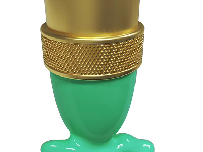 Modern Glossy Green Ornamental Object With Textured Gold Decorative Band 3d model