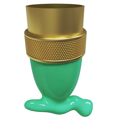 Modern Glossy Green Ornamental Object With Textured Gold Decorative Band 3d model