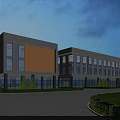 Modern Industrial Factory Building Exterior Design With Glass Windows Landscaped Gardens And Spacious Entrance