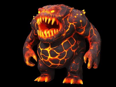 Lava Monster Game Character With Fiery Molten Skin And Sharp Teeth 3d model