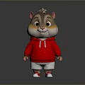 Cute Cartoon Hamster Character Wearing Red Hoodie And White Shorts Against Gray Background