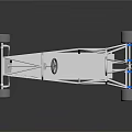 Silver Metal Race Car Chassis Frame With Four Wheels And Steering Wheel