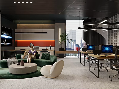 modern public office area public office 3d model