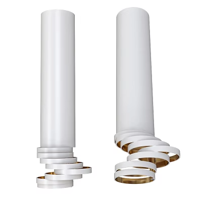 Modern Chandelier With White Columns And Golden Ring Decorations For Home Interiors 3d model