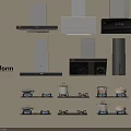 Poliform Modern Kitchen Appliances Range Hoods and Gas Stoves with Multiple Styles 3d model