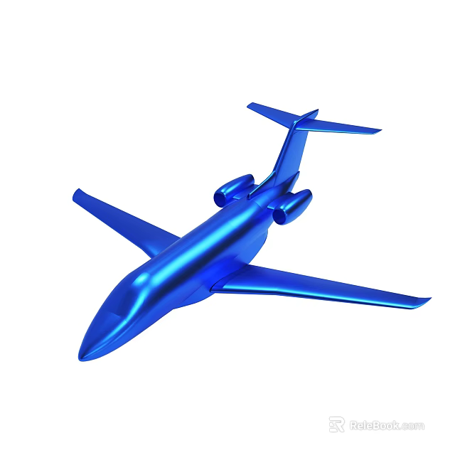 Shiny Blue Metallic Airplane Model With Detailed Wings And Tail Design 3d model 