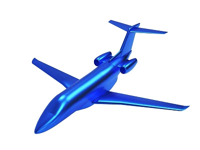 Shiny Blue Metallic Airplane Model With Detailed Wings And Tail Design 3d model