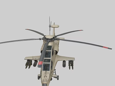 Military Sand Colored Helicopter With Main Rotors Cockpit And Mounted Weapons 3d model
