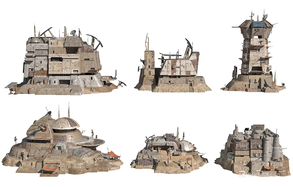 Medieval Fortress Structures With Towered Walls And Defensive Features 3d model