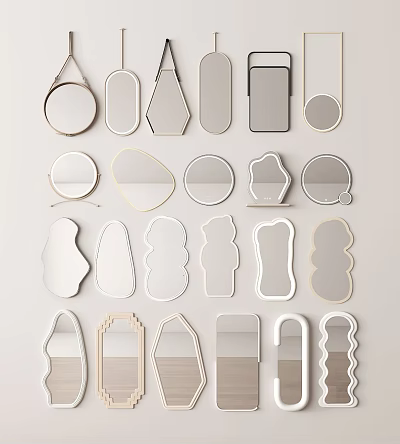 Various Shapes Of Decorative Mirrors For Modern Home Wall Decor Design 3d model