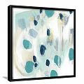 Four Panel Abstract Wall Art with Blue Green Spots on White Decorative Wall 3d model