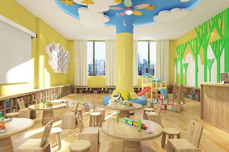 Modern Kindergarten Children's Picture Book Room 3d model