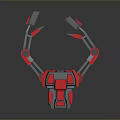 Red And Gray Robotic Arm With Articulated Joints And Mechanical Components