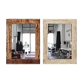 Rustic And Light Wood Frame Mirrors Reflecting Interior Living Spaces 3d model