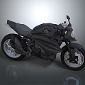 Black Modern Sleek Motorcycle With Low Poly Design Unique Body And Silver Wheels