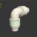 White Plastic Elbow Pipe Fitting With Green Rings For Hardware Tools 3d model