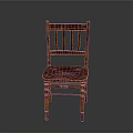 Classic Brown Wooden Chair With Slatted Back Smooth Seat And Straight Legs