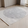 Square Rug With Round Pattern In Light Beige Woven Texture For Wooden Floor 3d model