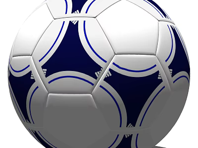 High Quality White And Navy Blue Soccer Ball With Blue Circular Patterns For Sports 3d model