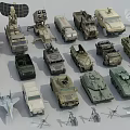 Military Functional Vehicles With Various Tactical Equipment And Armored Designs 3d model