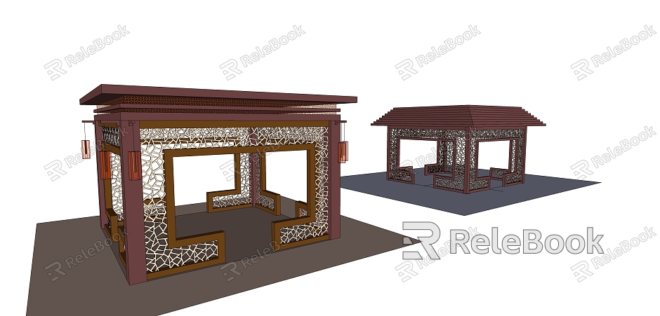 Ancient architectural pavilion model