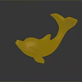 Shiny Golden Dolphin Movie Character Sculpture With Glossy Reflective Surface Details