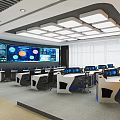 Modern monitoring room Command control room Dispatching command center Monitoring hall Command hall Office desks and chairs 3d model