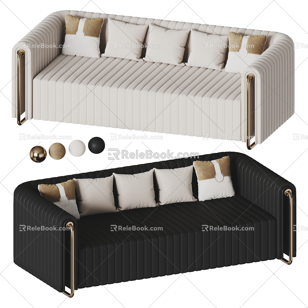 Multiplayer sofa sofa leather sofa leisure sofa 3d model