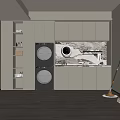 Laundry Room Interior With Stacked Washer Dryer White Cabinets Marble Countertop And Mop