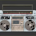 Vintage Computer Speaker System With Retro Boombox Design Wooden Handle And Speakers