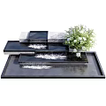 Modern Tiered Garden Water Feature with Flowing Water and Green Plants