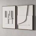Abstract 3D Wall Art With White Gray Tones And Wooden Frames Modern Decor