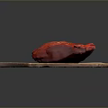 Fresh Raw Red Chicken Piece Placed On Wooden Cutting Board Under Studio Lighting