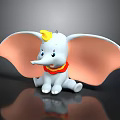 Cute Dumbo Plush Toy With Big Pink Ears Yellow Hat And Red Collar