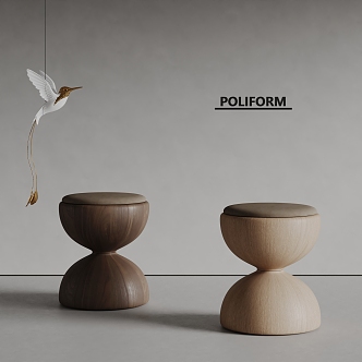 poliform modern stool solid wood stool chandelier 3d model