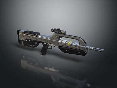 Modern Tactical Rifle With Scope Barrel And Black Gray Detailed Design Components 3d model