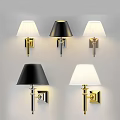 Elegant Wall Lamps With White Lampshades And Gold Wall Mounted Brackets
