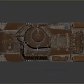 Brown Military Tank Number 222 With Tracks Top Hatch And Riveted Exterior Design